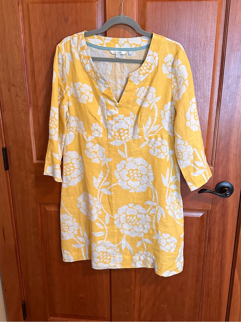 Boden Yellow and White Cotton Floral Tunic Top